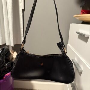 Peta + Jain Black Shoulder Bag with Gold Accents